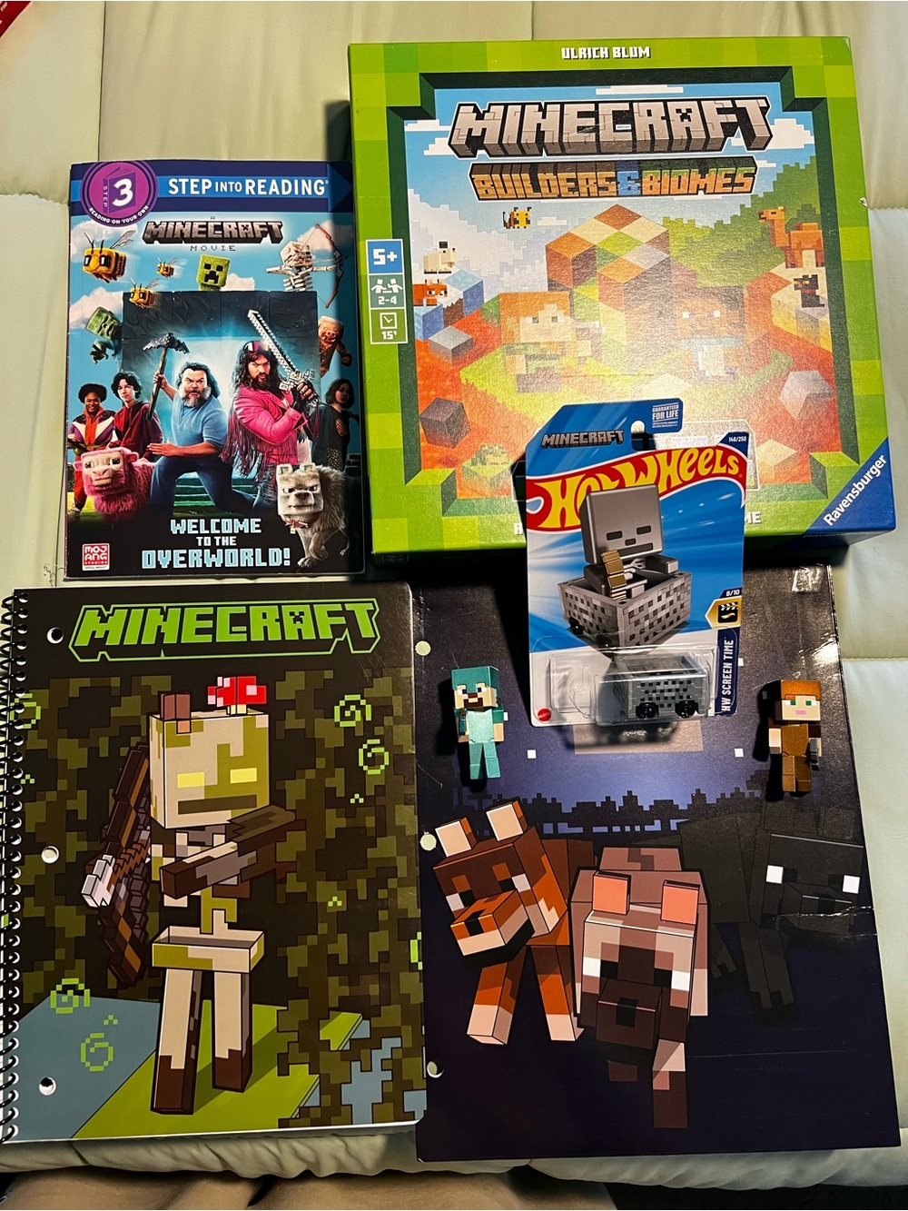 Minecraft Bundle - Board Game, Notebook & Collectibles
